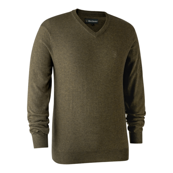 DEERHUNTER Kingston Knit V Neck - merino sveter (2XL)