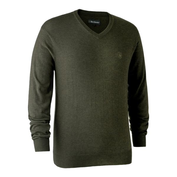 DEERHUNTER Kingston Knit V Neck - merino sveter (4XL)