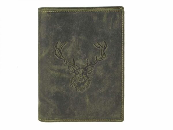 GREENBURRY 328B Kráľovský jeleň - kožený dokladovník zelený